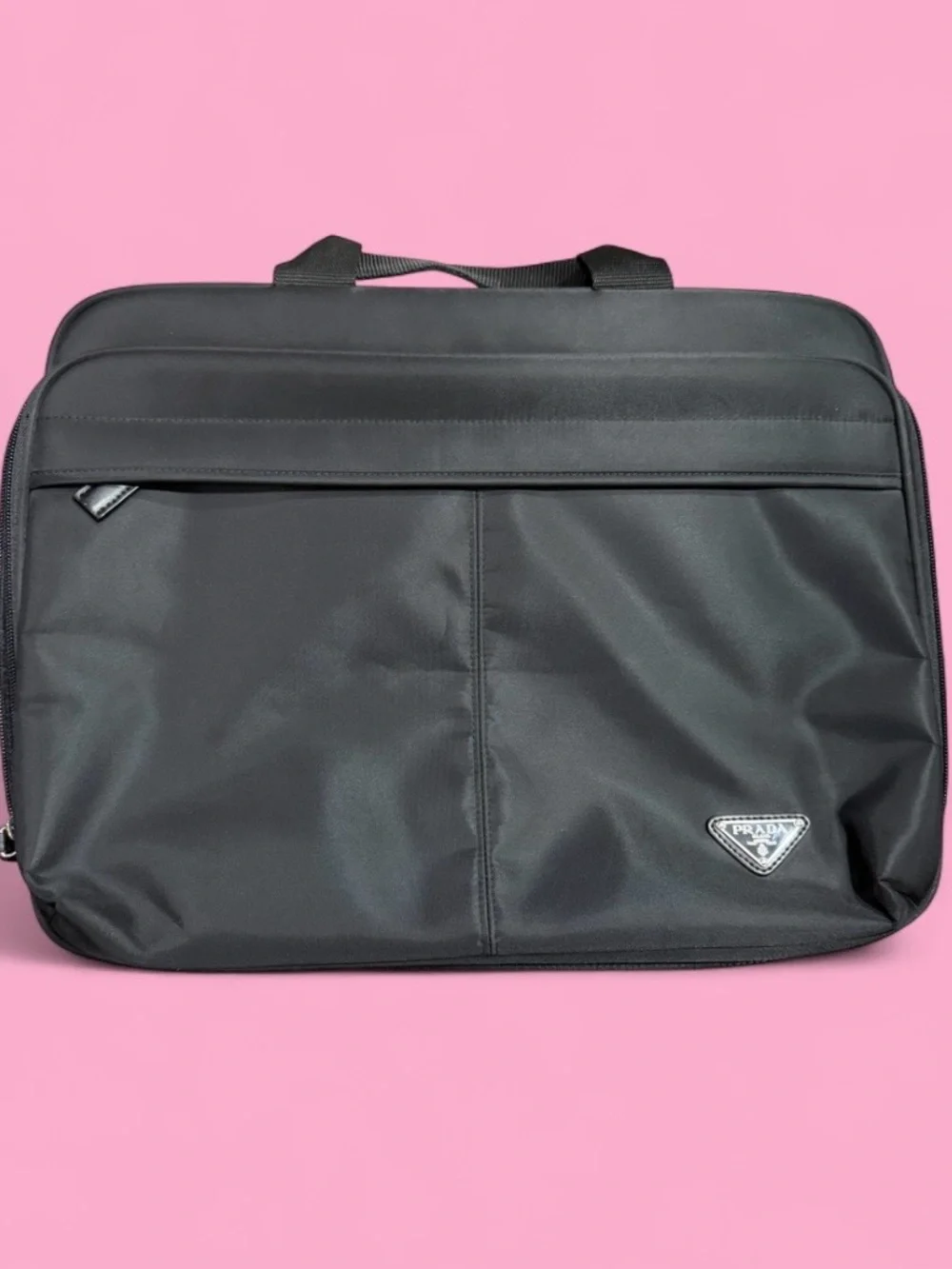 Prada Black Nylon Laptop Briefcase Business Bag w/ Strap & Sleeve
